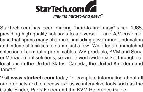 Page 10 of 10 - Startech-Com Startech-Com-Sat2510Bu2B-Users-Manual-  Startech-com-sat2510bu2b-users-manual