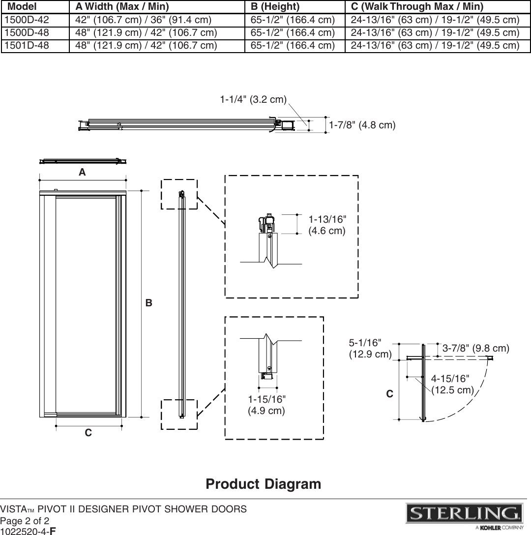 Sterling Plumbing Designer Pivot Shower Doors 1500d Users