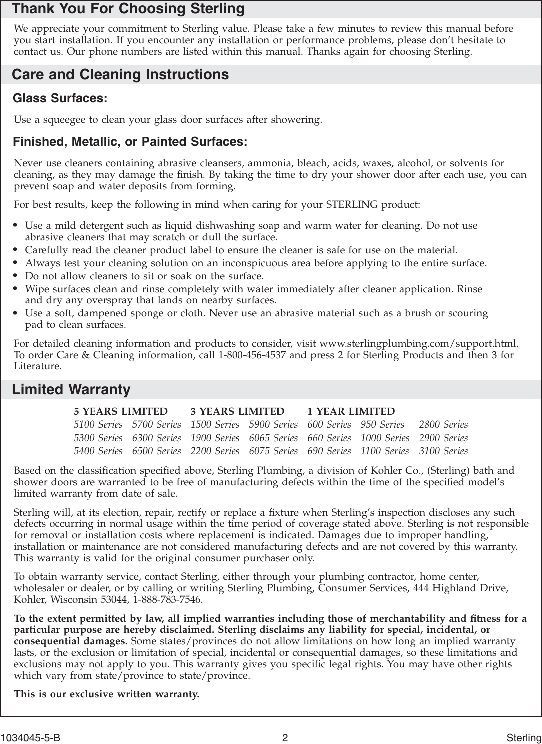 Page 2 of 12 - Sterling-Plumbing Sterling-Plumbing-Neo-Angle-Shower-Door-2200A-36-Users-Manual- No Job Name  Sterling-plumbing-neo-angle-shower-door-2200a-36-users-manual