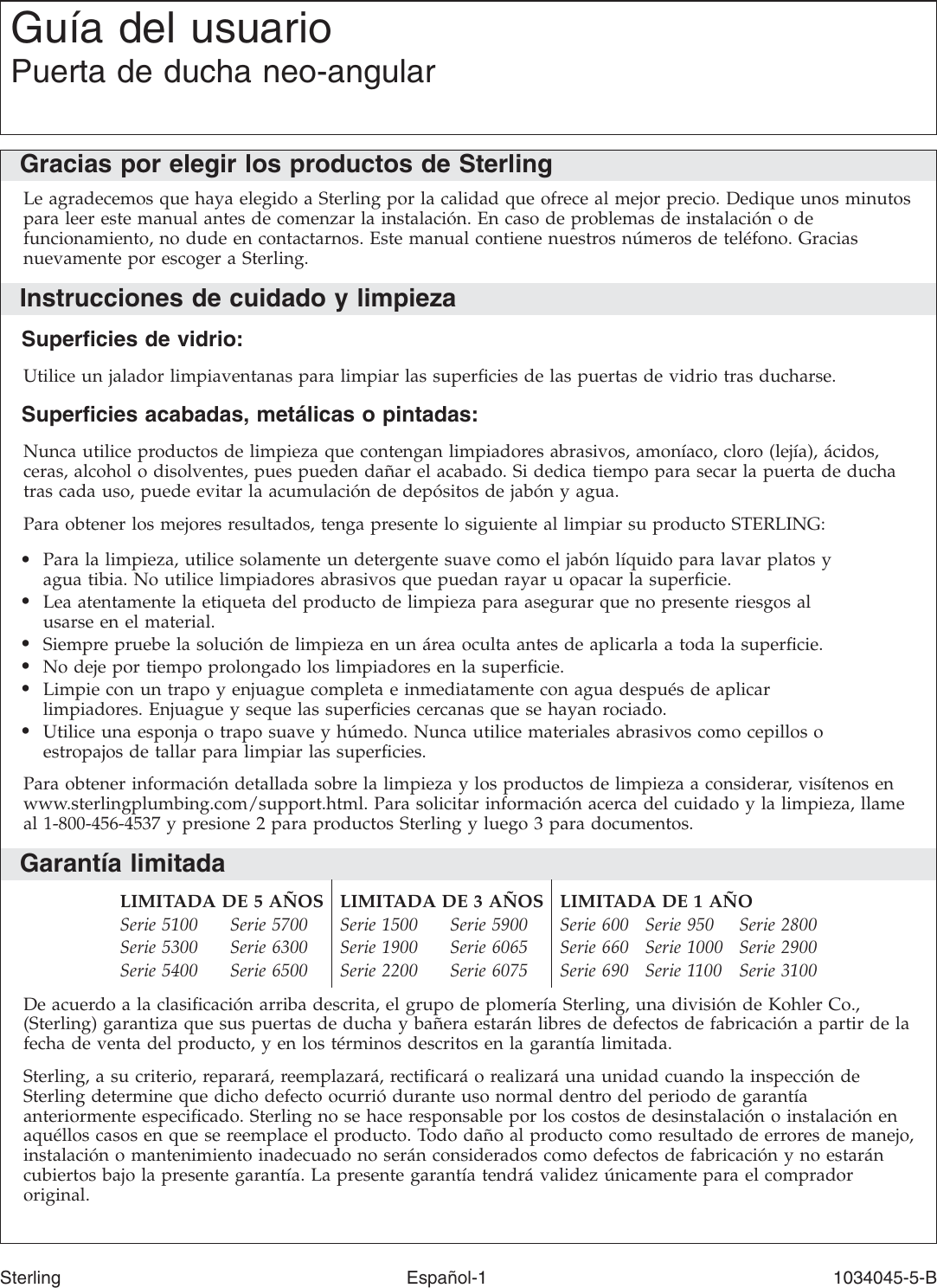 Page 7 of 12 - Sterling-Plumbing Sterling-Plumbing-Neo-Angle-Shower-Door-2200A-36-Users-Manual- No Job Name  Sterling-plumbing-neo-angle-shower-door-2200a-36-users-manual