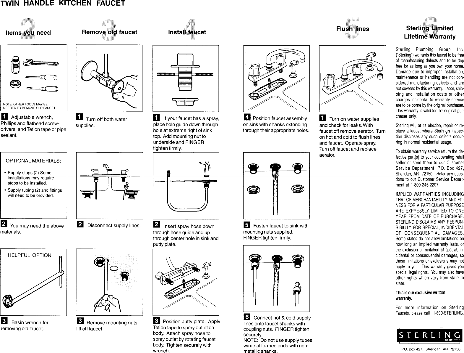 Page 2 of 2 - Sterling E049400 INSTALLATION INSTRUCTIONS-FAUCET FI26110/26110P/26130/26130P/26830/26810 SERIES 261/268, COMPRESSION TWIN HANDLE KITCHEN User Manual  To The Dcb2b0f2-c8f0-4184-a008-74fb26d643cd