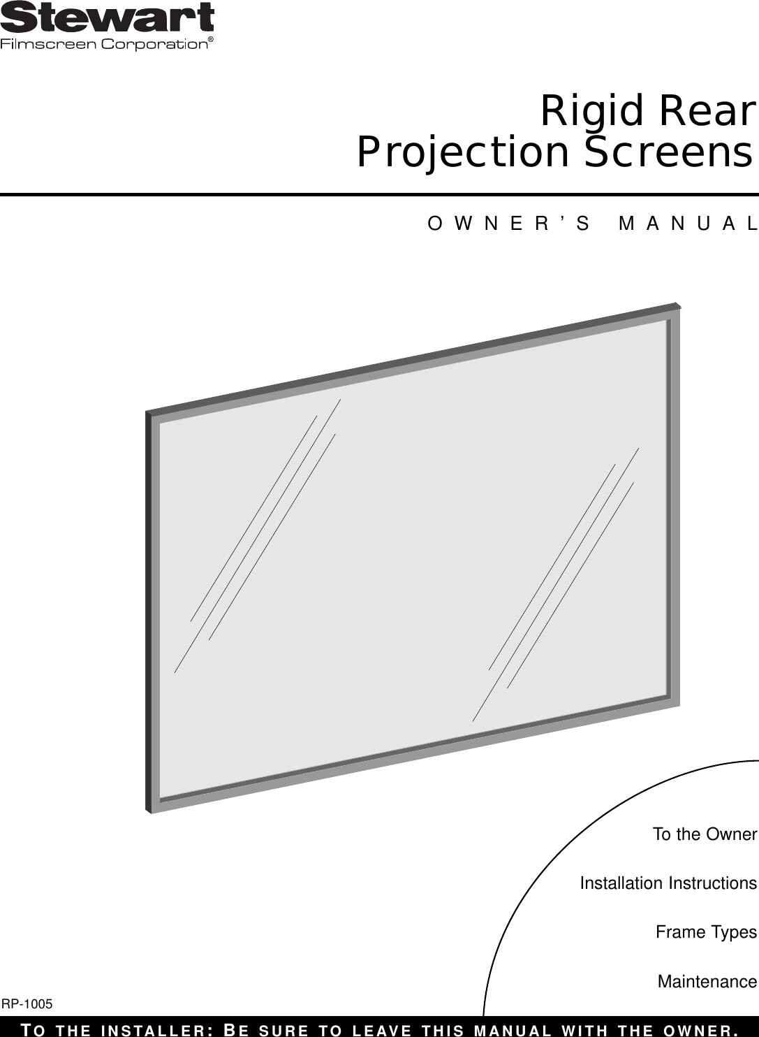 Page 1 of 12 - Stewart-Filmscreen-Corp Stewart-Filmscreen-Corp-Lcd-Rear-Projection-Tv-Users-Manual- Rigid-1005.qxp  Stewart-filmscreen-corp-lcd-rear-projection-tv-users-manual