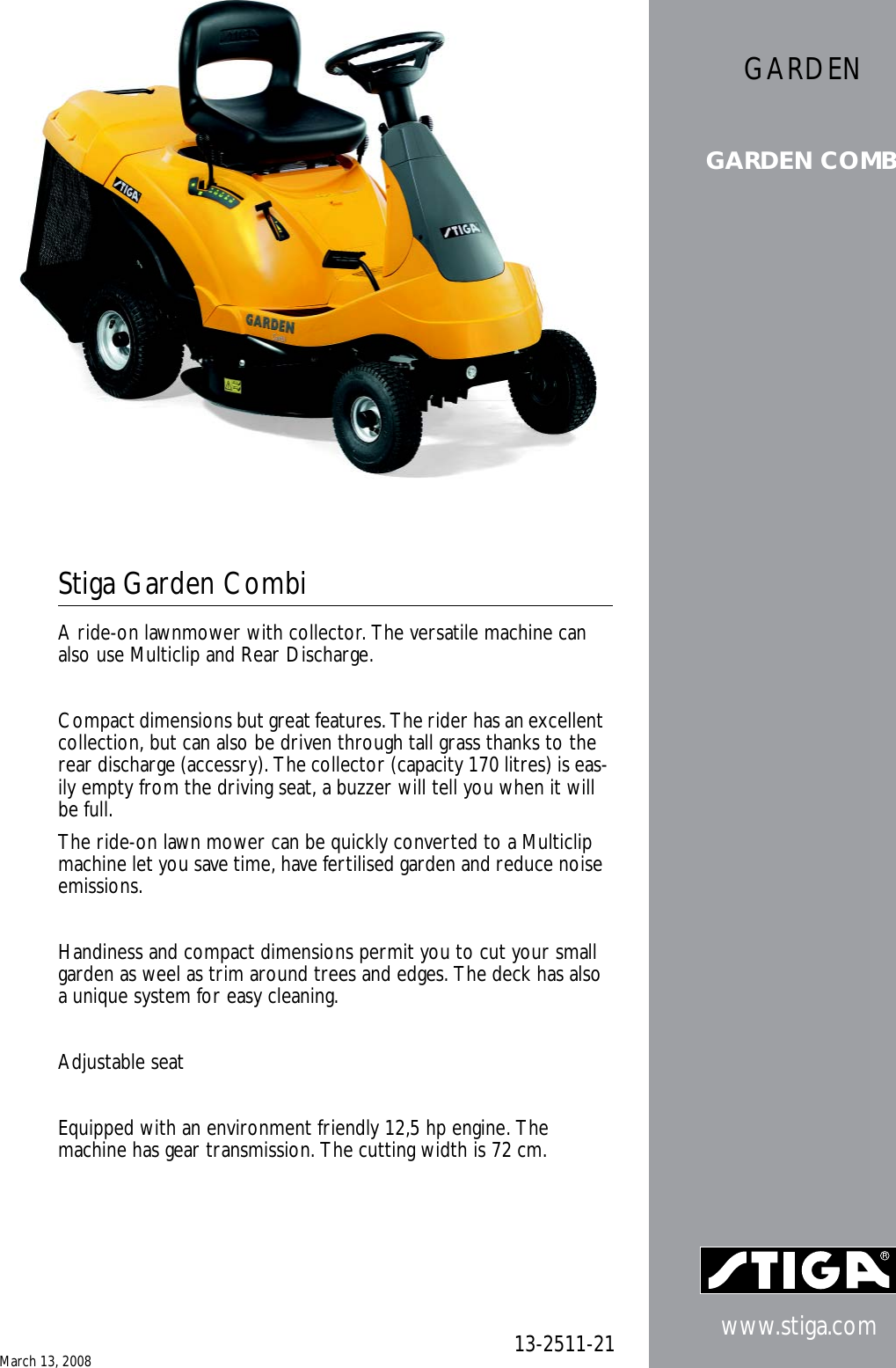 Page 1 of 2 - Stiga Stiga-Garden-Combi-13-2511-21-Users-Manual-  Stiga-garden-combi-13-2511-21-users-manual