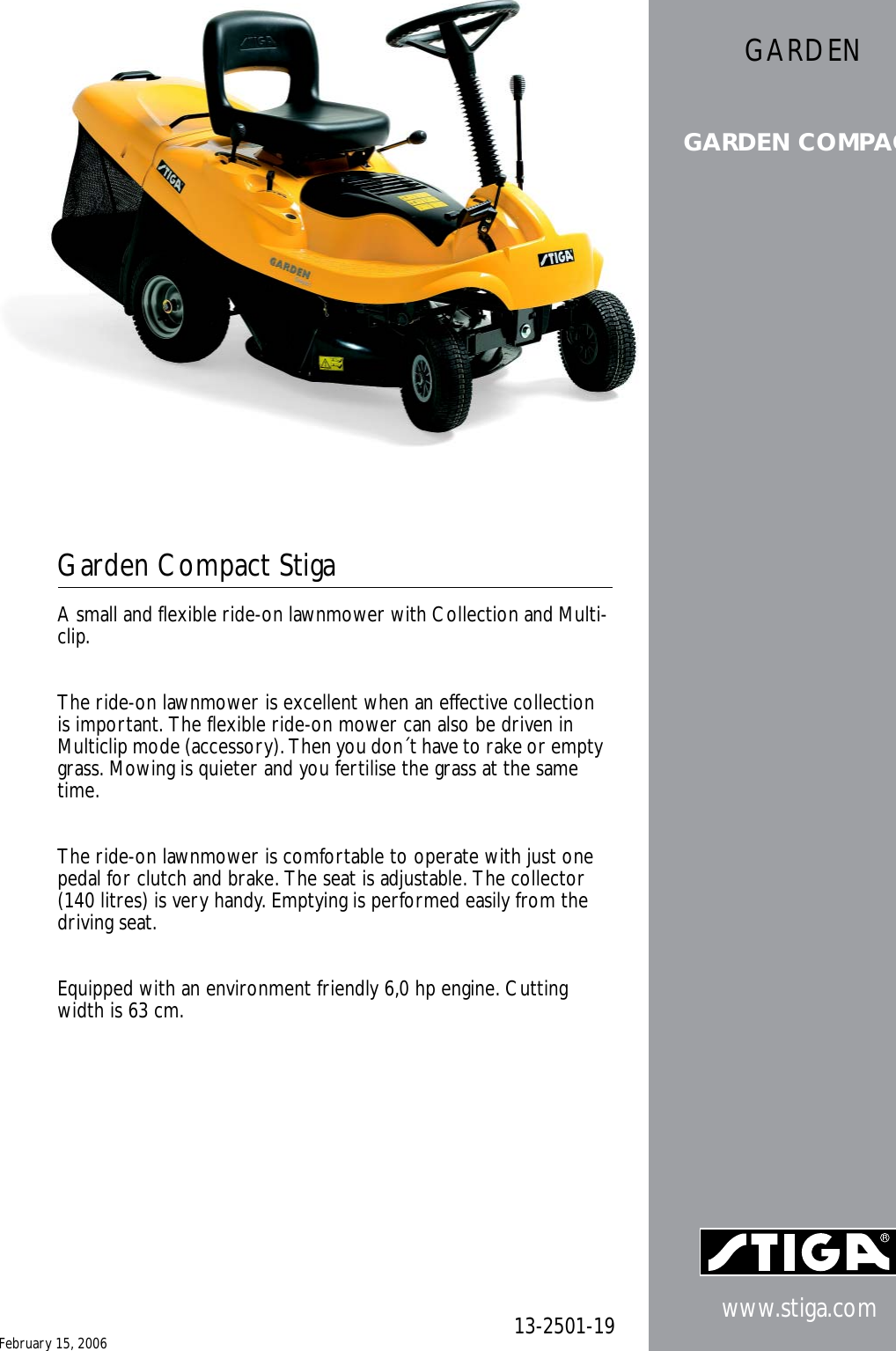 Page 1 of 2 - Stiga Stiga-Garden-Compact-13-2501-19-Users-Manual-  Stiga-garden-compact-13-2501-19-users-manual