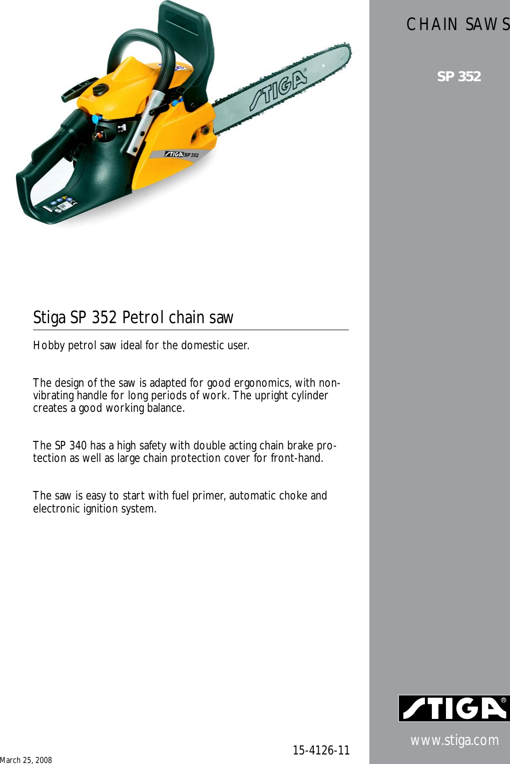 Page 1 of 2 - Stiga Stiga-Sp-352-Users-Manual-  Stiga-sp-352-users-manual