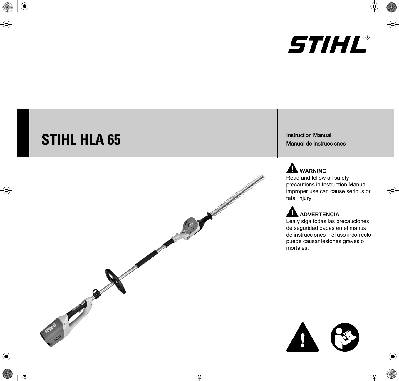 Stihl Hla65 Extended Hedge Trimmer Instruction Manual HLA 65