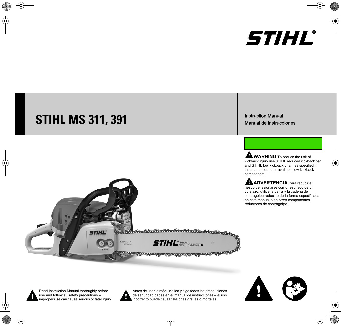 Stihl Ms 311 Instruction Manual 311, 391 Owners