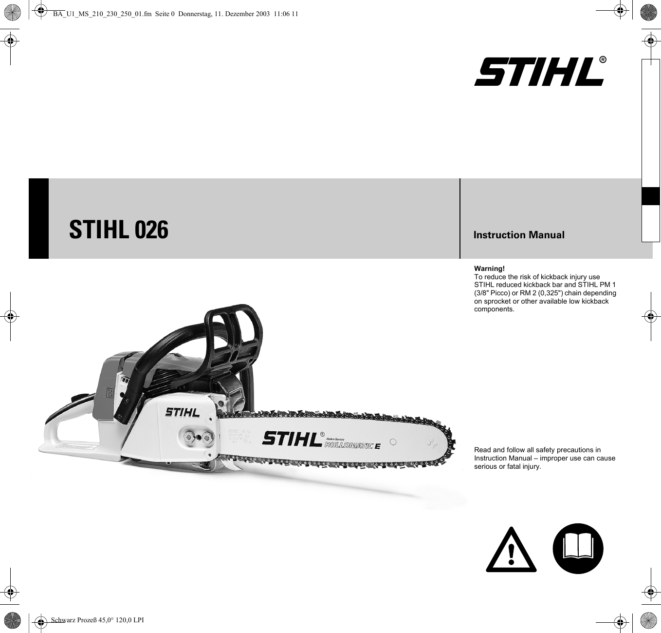 Stihl Chainsaw Stihl026 Users Manual