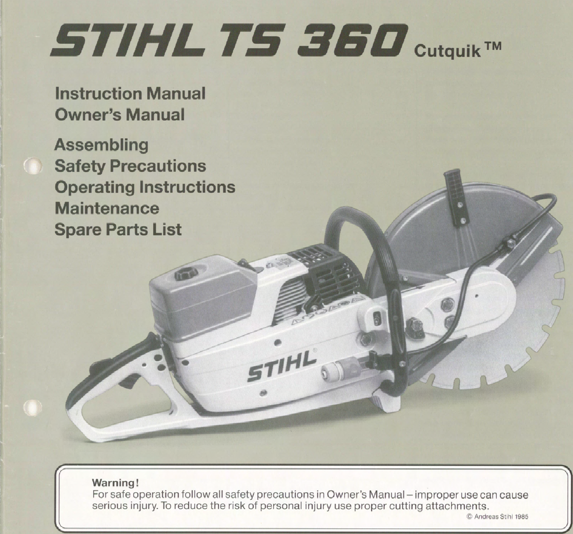 Stihl Ts 360 Repair Manual