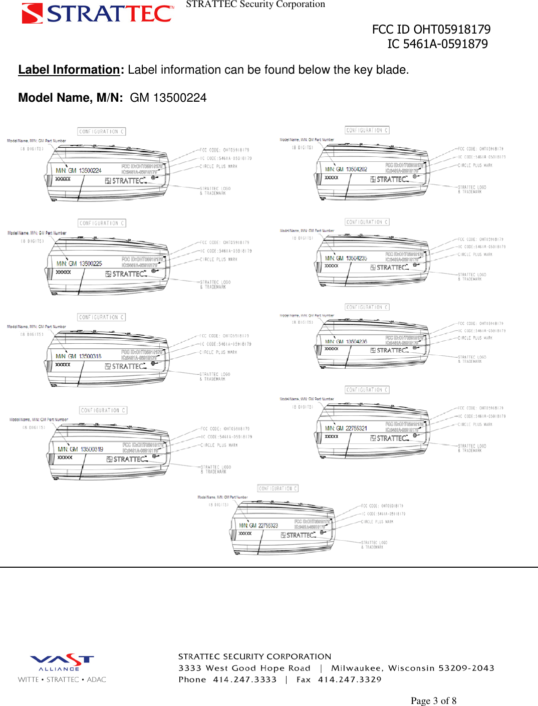 Strattec Security 05918179 Flap Key Fob User Manual