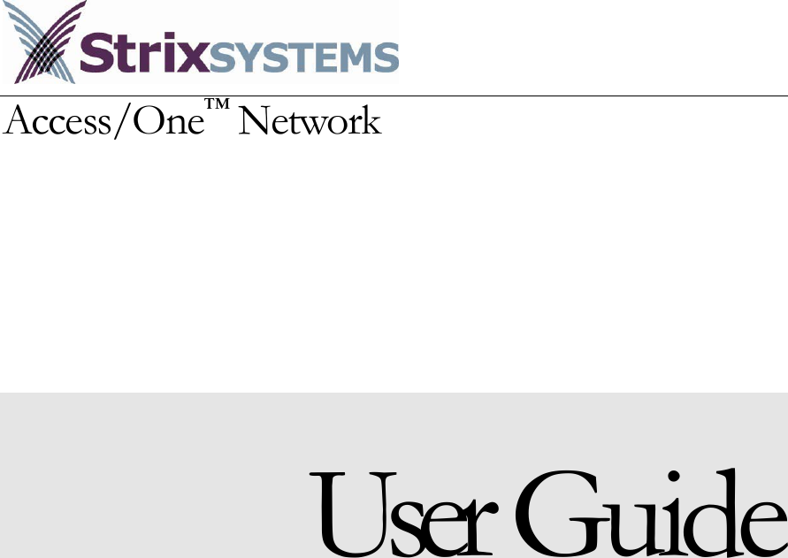  Access/One™ Network  User Guide  