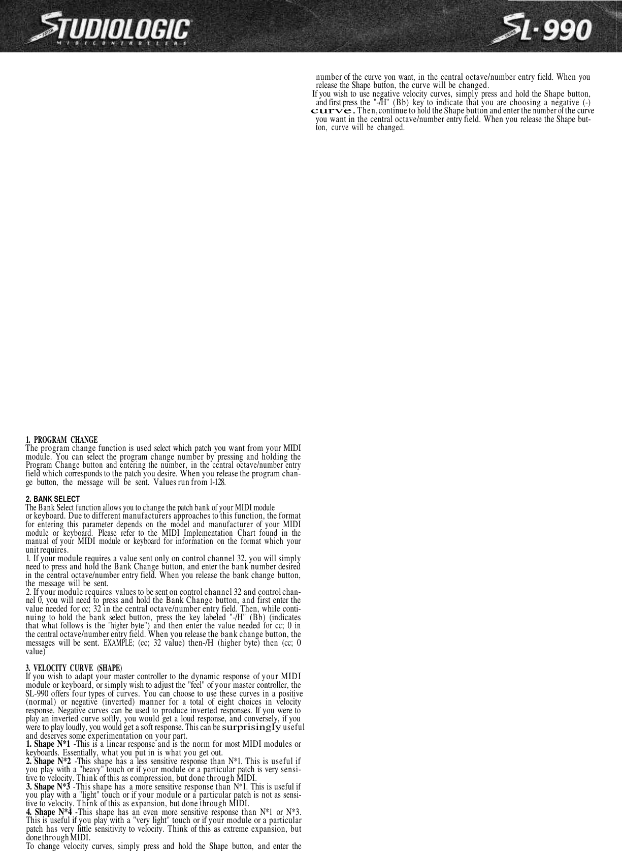 Studio Logic Sound Studiologic Sl 990 Users Manual