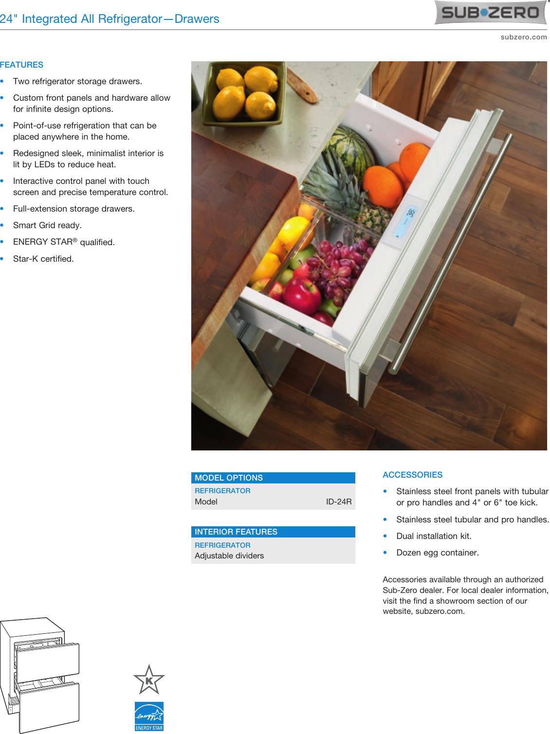 Sub Zero Refrigerator Id 24r Users Manual
