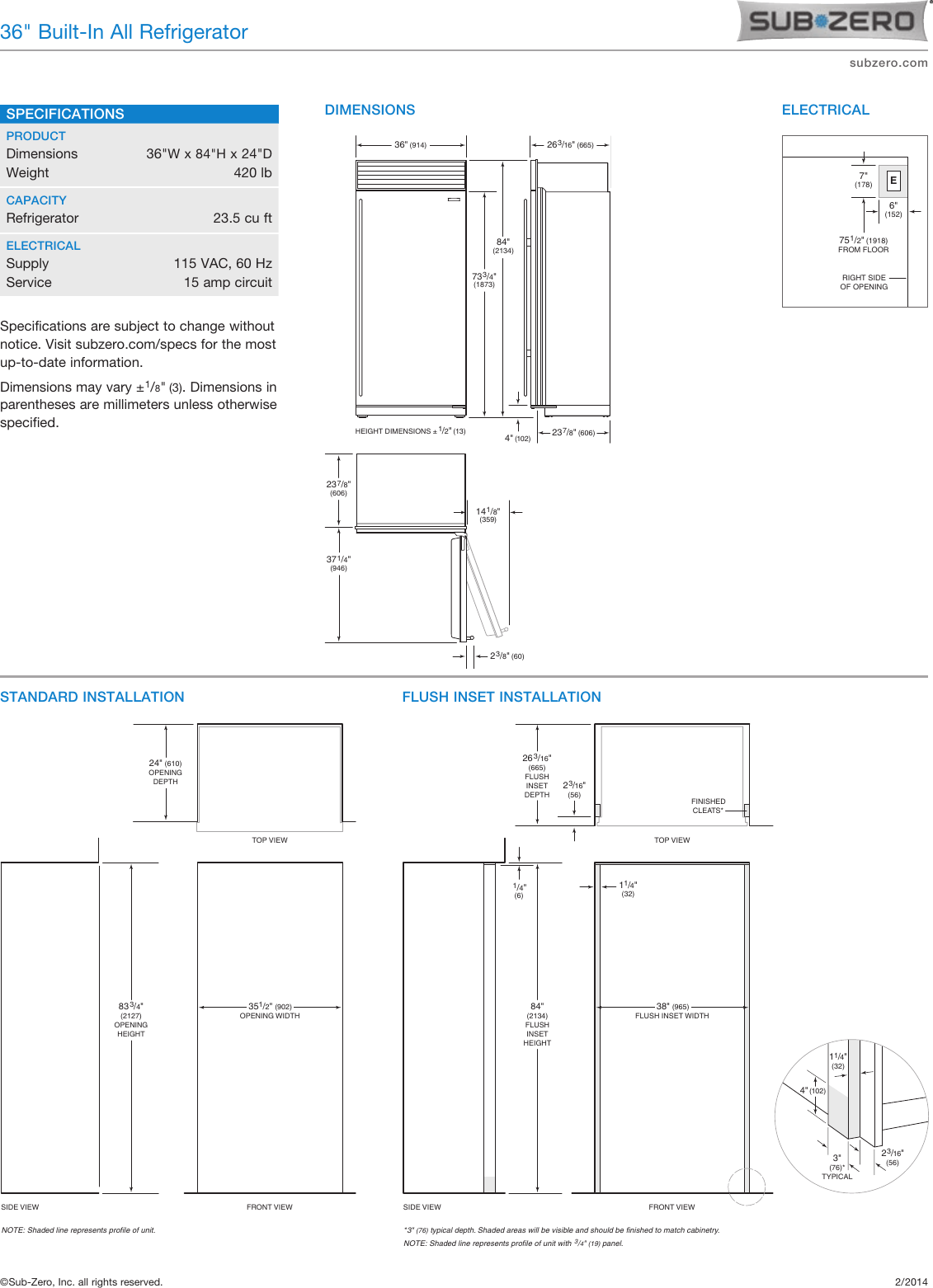 Page 2 of 2 - Subzero-Wolf Subzero-Wolf-Bi-36R-All-Refrigerator-Quick-Reference-Guide