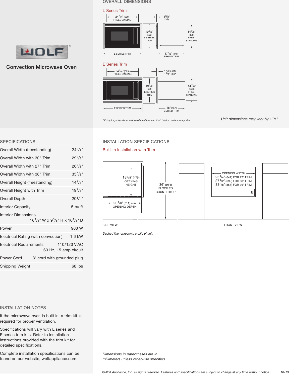 Subzero Wolf Convection Microwave Mwc24 Quick Reference Guide QR_2 MWD24 2