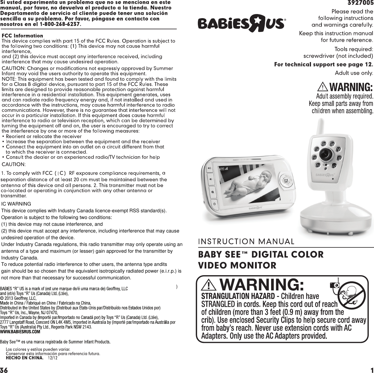 IC WARNINGThis device complies with Industry Canada licence-exempt RSS standard(s). Operation is subject to the following two conditions:(1) this device may not cause interference, and(2) this device must accept any interference, including interference that may cause undesired operation of the device.Under Industry Canada regulations, this radio transmitter may only operate using an antenna of a type and maximum (or lesser) gain approved for the transmitter by Industry Canada. To reduce potential radio interference to other users, the antenna type andits gain should be so chosen that the equivalent isotropically radiated power (e.i.r.p.) is not more than that necessary for successful communication.