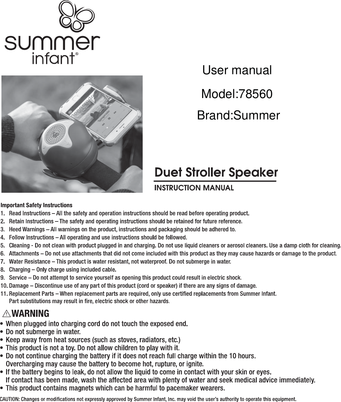 User manualModel:78560Brand:Summer