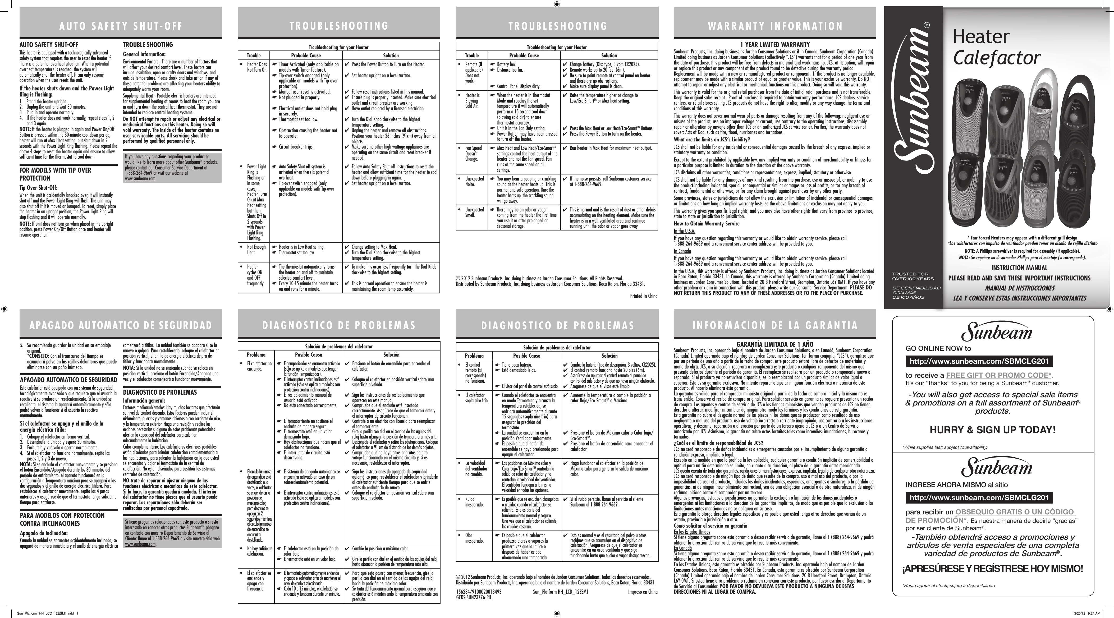 Sunbeam Bedding Sch8220 Users Manual