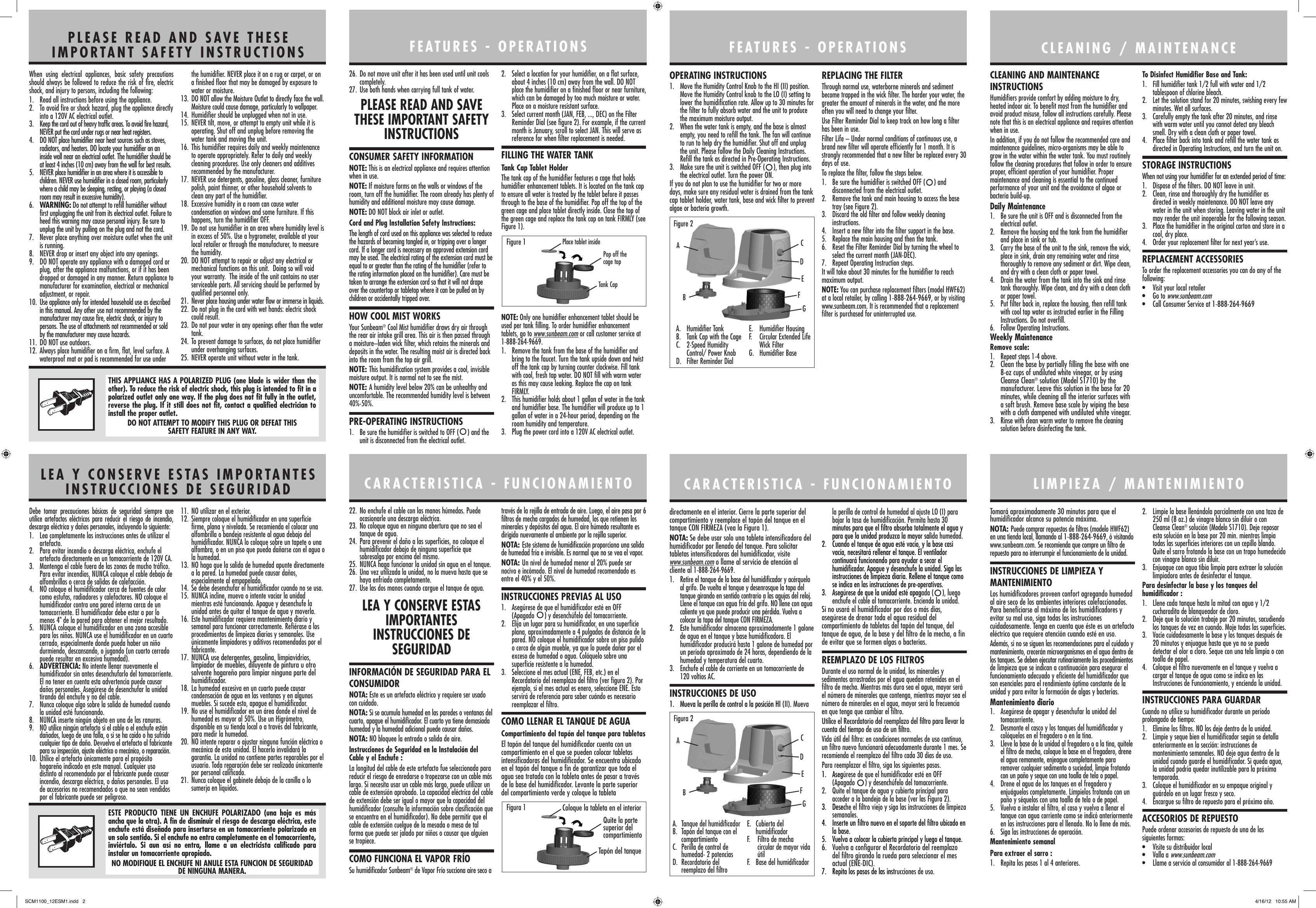 Page 2 of 2 - Sunbeam-Bedding Sunbeam-Bedding-Scm1100-Bwm-Users-Manual-  Sunbeam-bedding-scm1100-bwm-users-manual