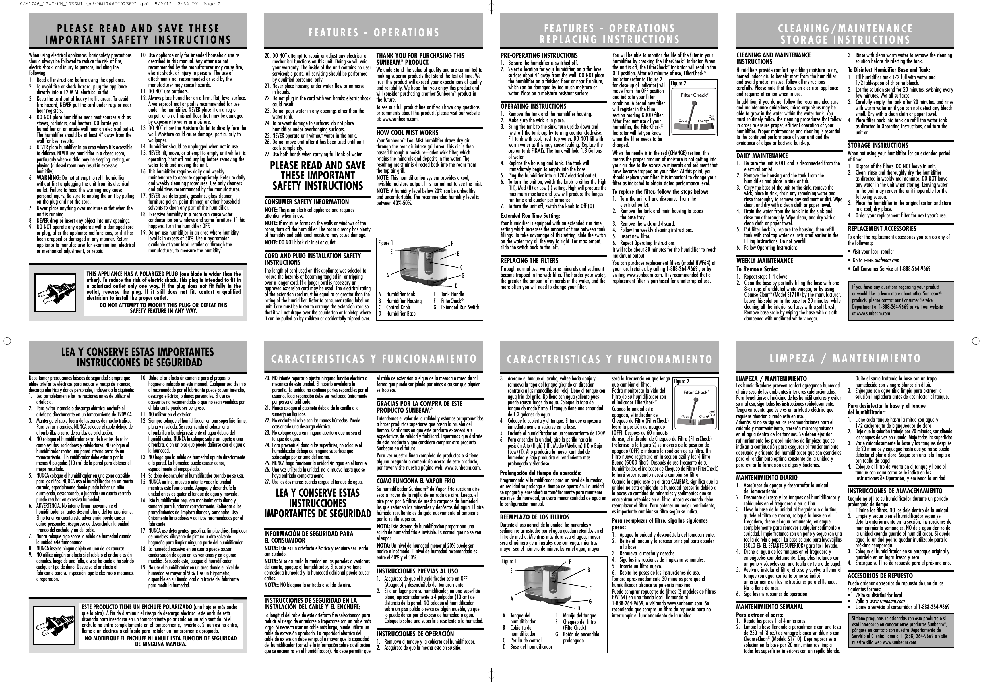 Sunbeam Bedding Scm1746 Um Users Manual HM1746UC07EFM1