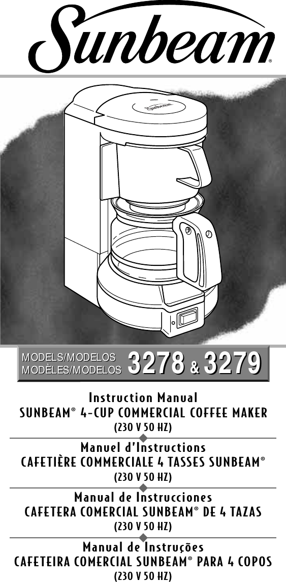 Sunbeam 3278 Users Manual 3279 IM Coffee Maker