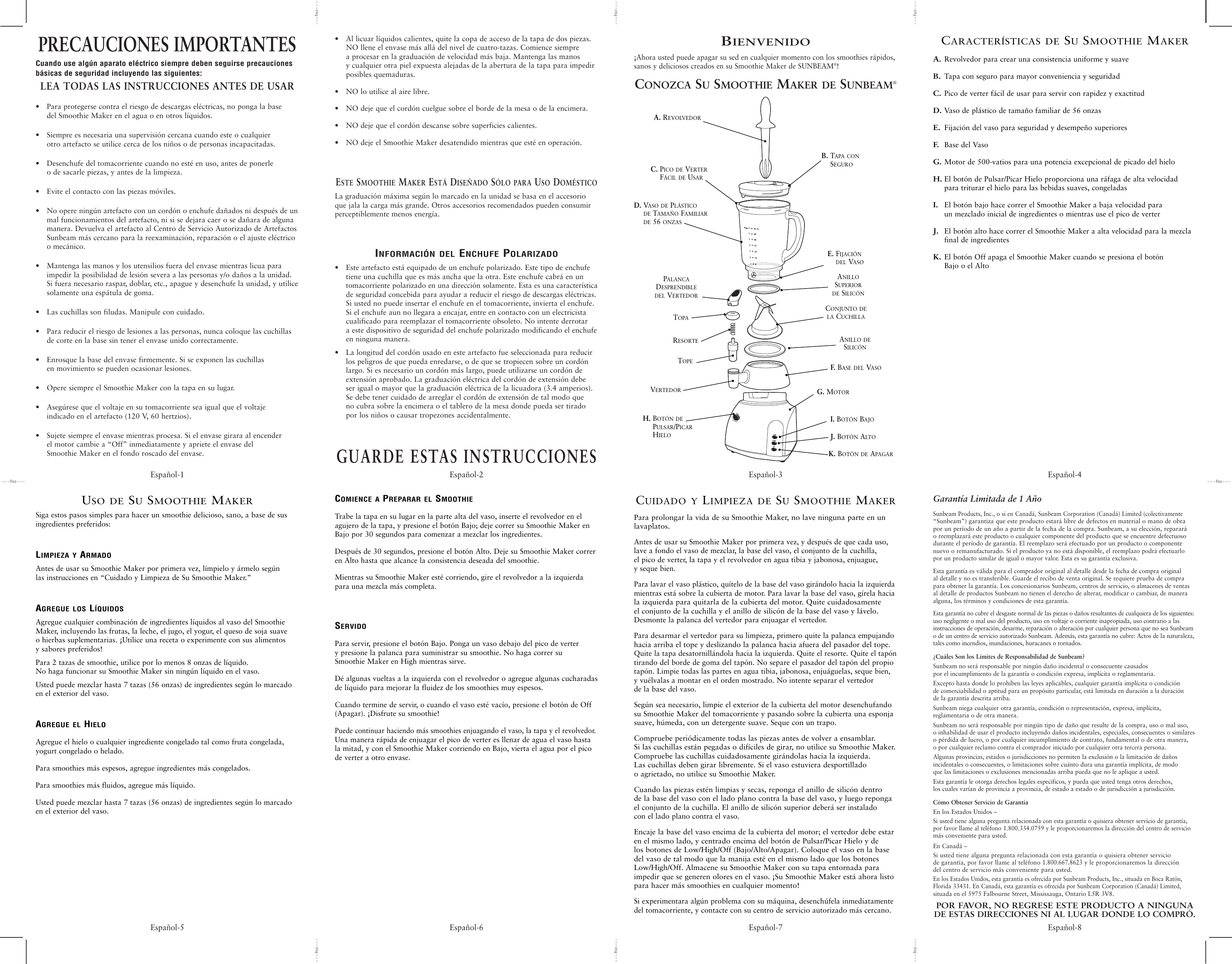 Page 2 of 2 - Sunbeam Sunbeam-4200-Users-Manual- 4200 Smoothie Maker Text !  Sunbeam-4200-users-manual