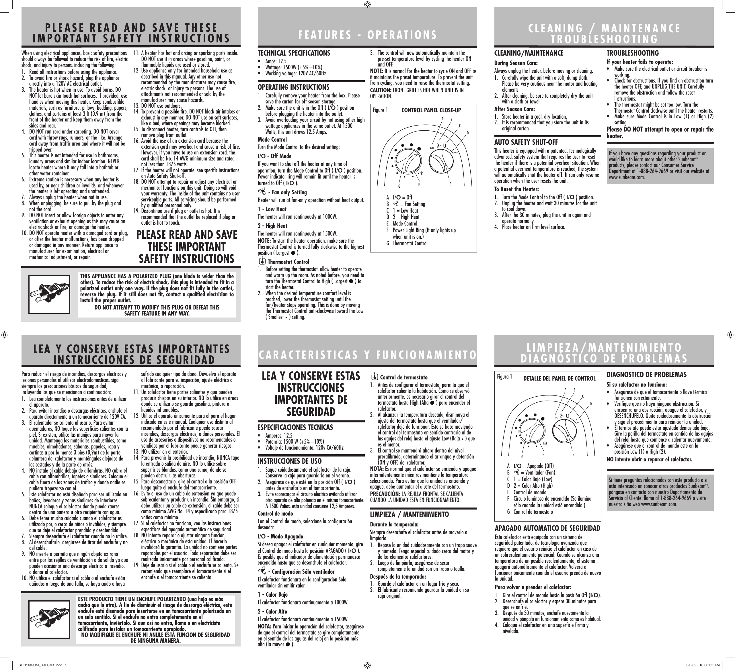 Page 2 of 2 - Sunbeam Sunbeam-Compact-Ceramic-Heater-Sch160-Users-Manual- SCH160-UM_09ESM1  Sunbeam-compact-ceramic-heater-sch160-users-manual