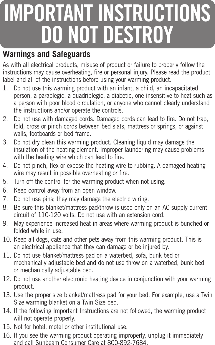 Page 2 of 12 - Sunbeam Sunbeam-Electric-Heater-Users-Manual-  Sunbeam-electric-heater-users-manual