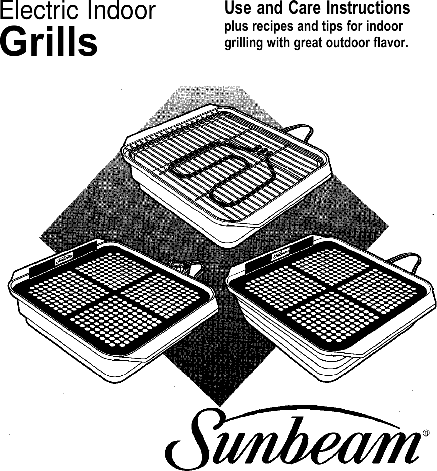 Page 1 of 8 - Sunbeam Sunbeam-Electric-Indoor-Grills-Users-Manual-  Sunbeam-electric-indoor-grills-users-manual
