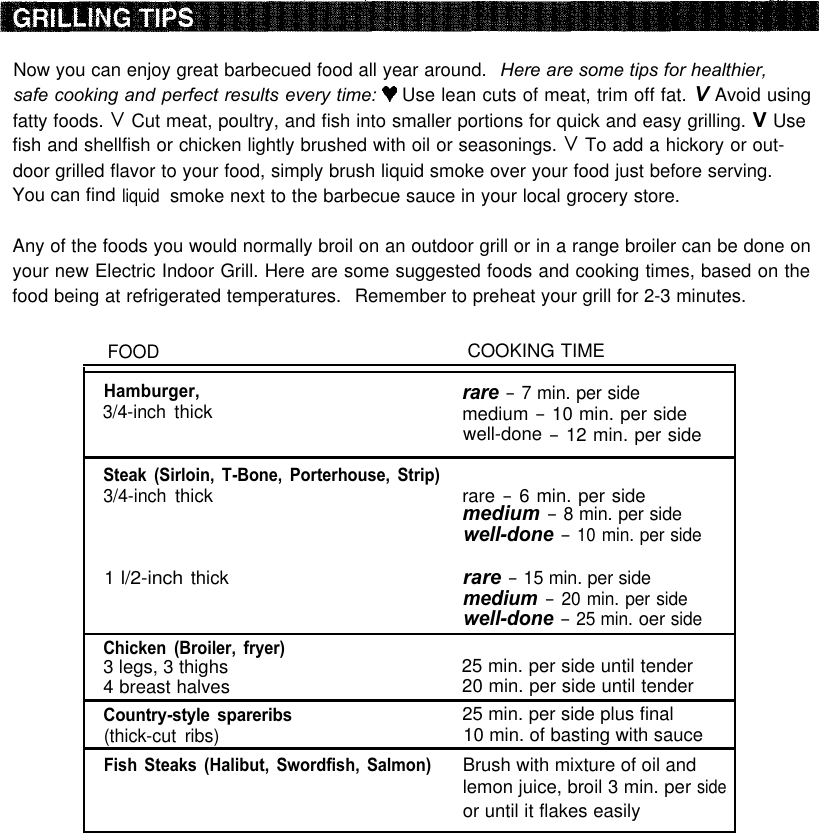 Page 6 of 8 - Sunbeam Sunbeam-Electric-Indoor-Grills-Users-Manual-  Sunbeam-electric-indoor-grills-users-manual