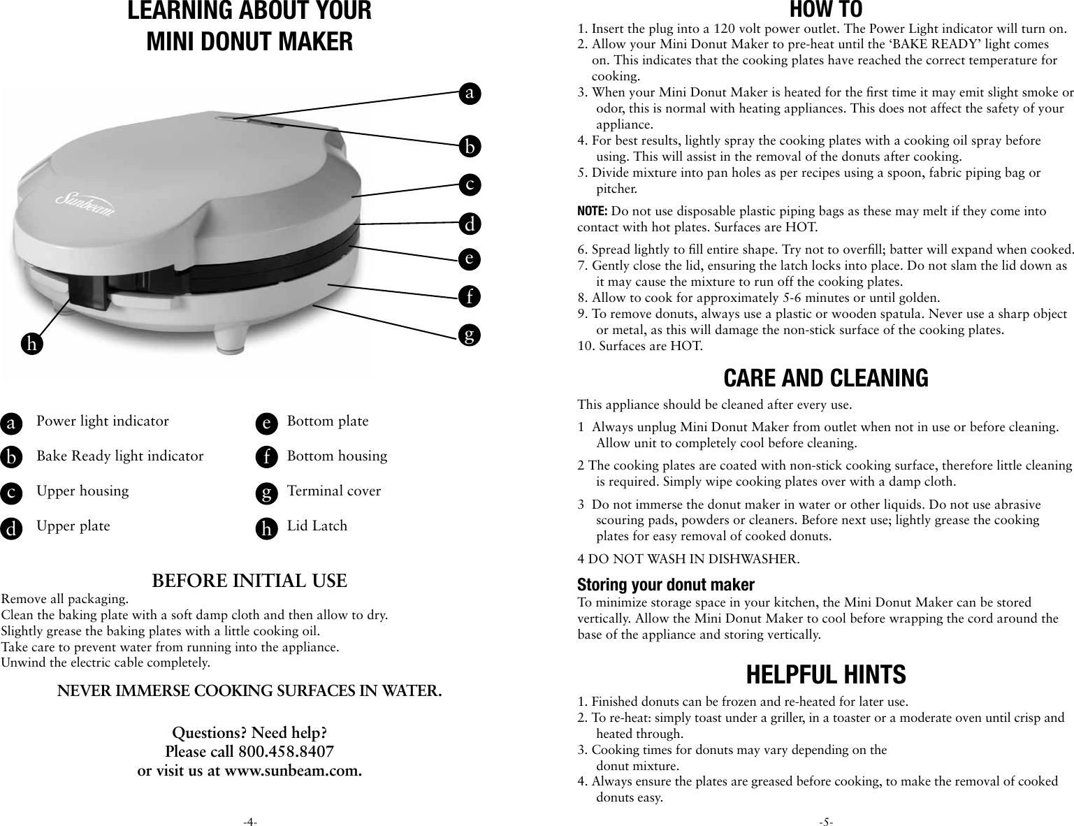 Page 3 of 8 - Sunbeam Sunbeam-Fpsbdmm921-Instruction-Manual-  Sunbeam-fpsbdmm921-instruction-manual