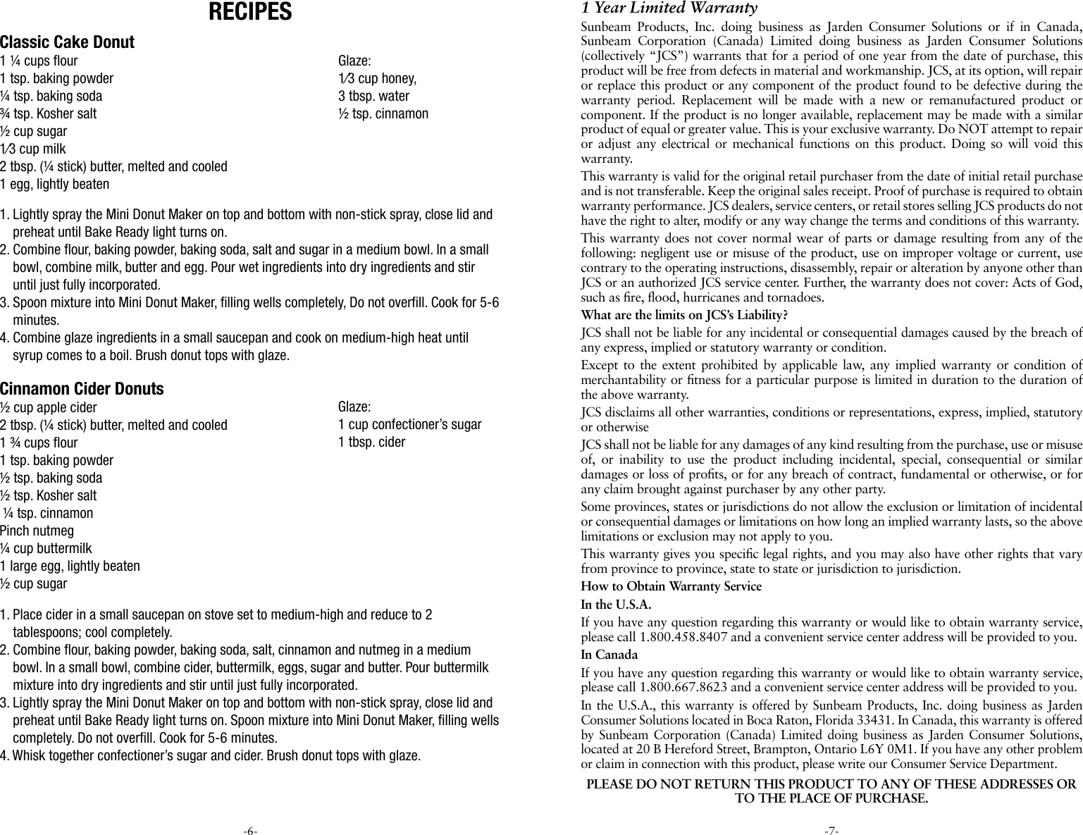 Page 4 of 8 - Sunbeam Sunbeam-Fpsbdmm921-Instruction-Manual-  Sunbeam-fpsbdmm921-instruction-manual