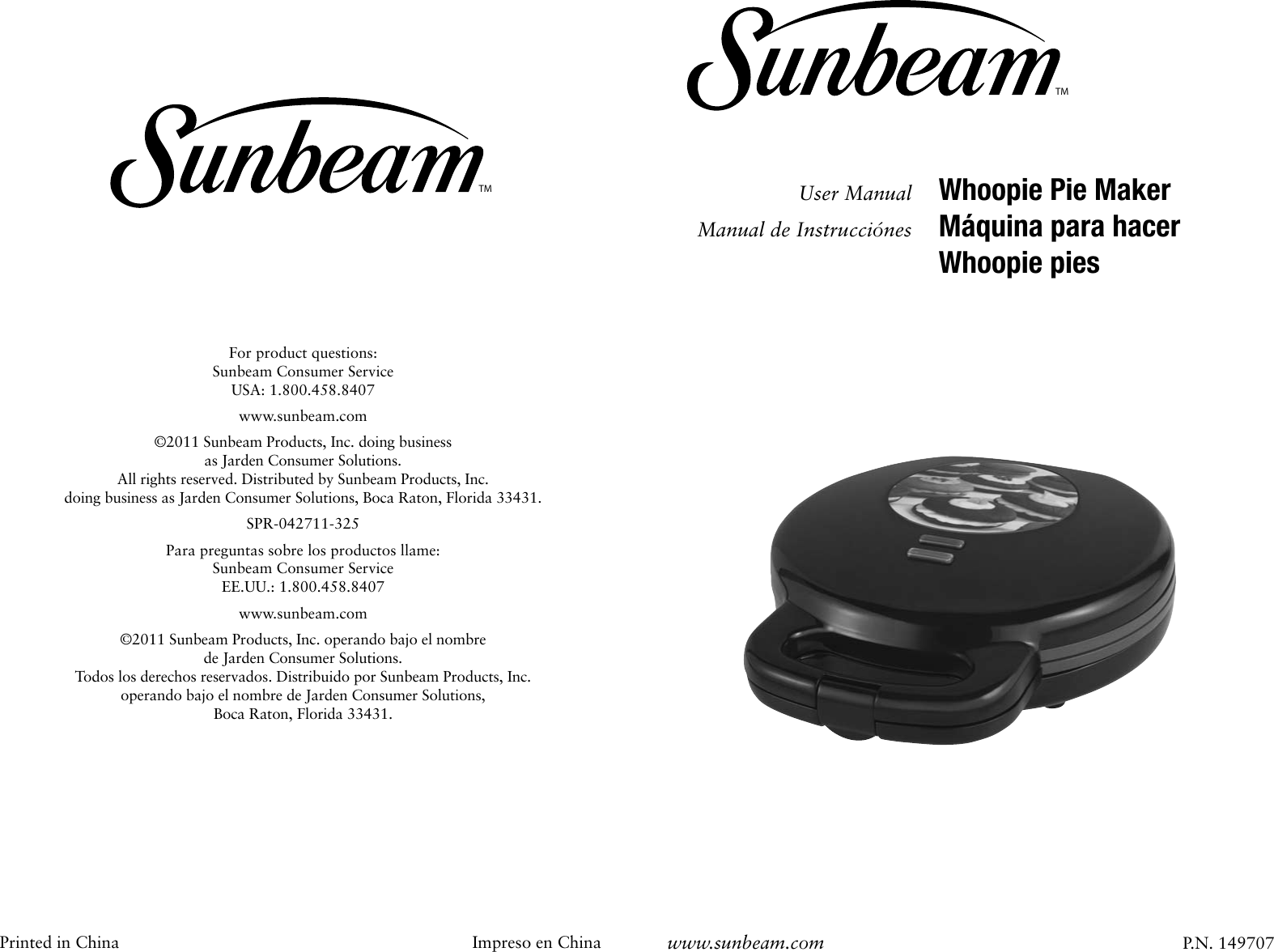 Sunbeam Fpsbtrwp01 Instruction Manual