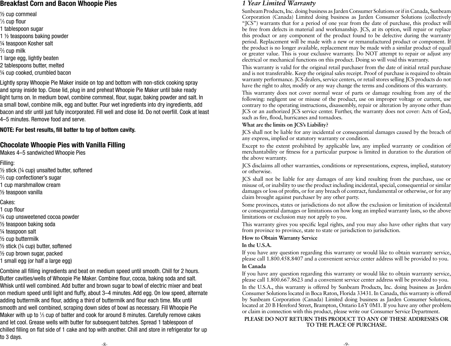 Page 5 of 10 - Sunbeam Sunbeam-Fpsbtrwp01-Instruction-Manual-  Sunbeam-fpsbtrwp01-instruction-manual