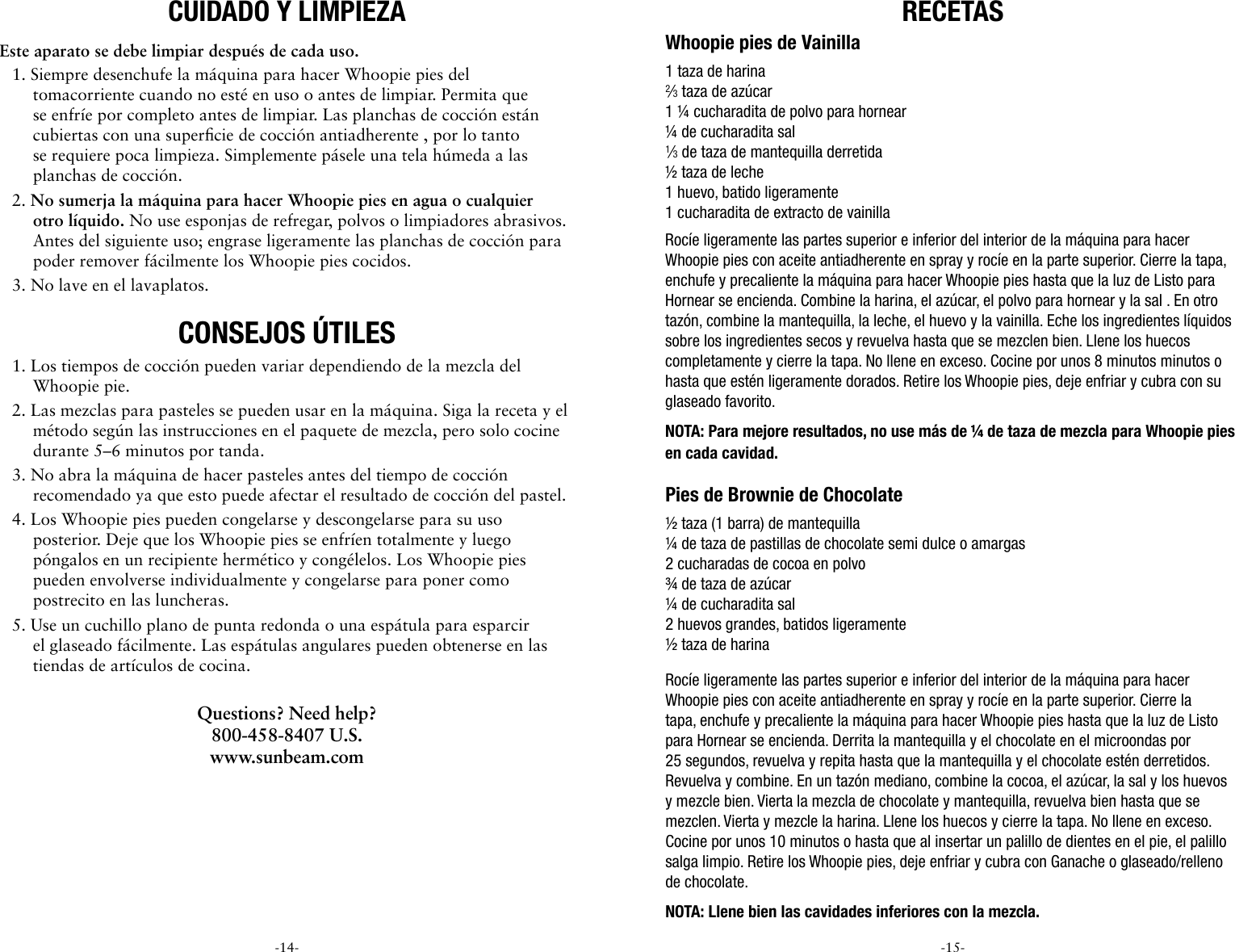 Page 8 of 10 - Sunbeam Sunbeam-Fpsbtrwp01-Instruction-Manual-  Sunbeam-fpsbtrwp01-instruction-manual