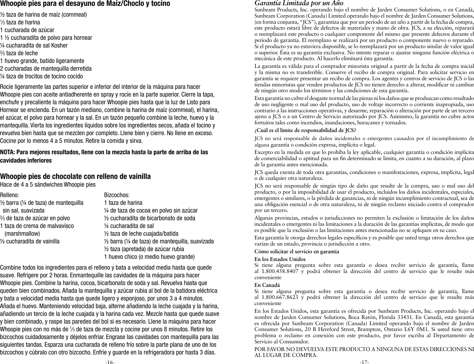 Page 9 of 10 - Sunbeam Sunbeam-Fpsbtrwp01-Instruction-Manual-  Sunbeam-fpsbtrwp01-instruction-manual