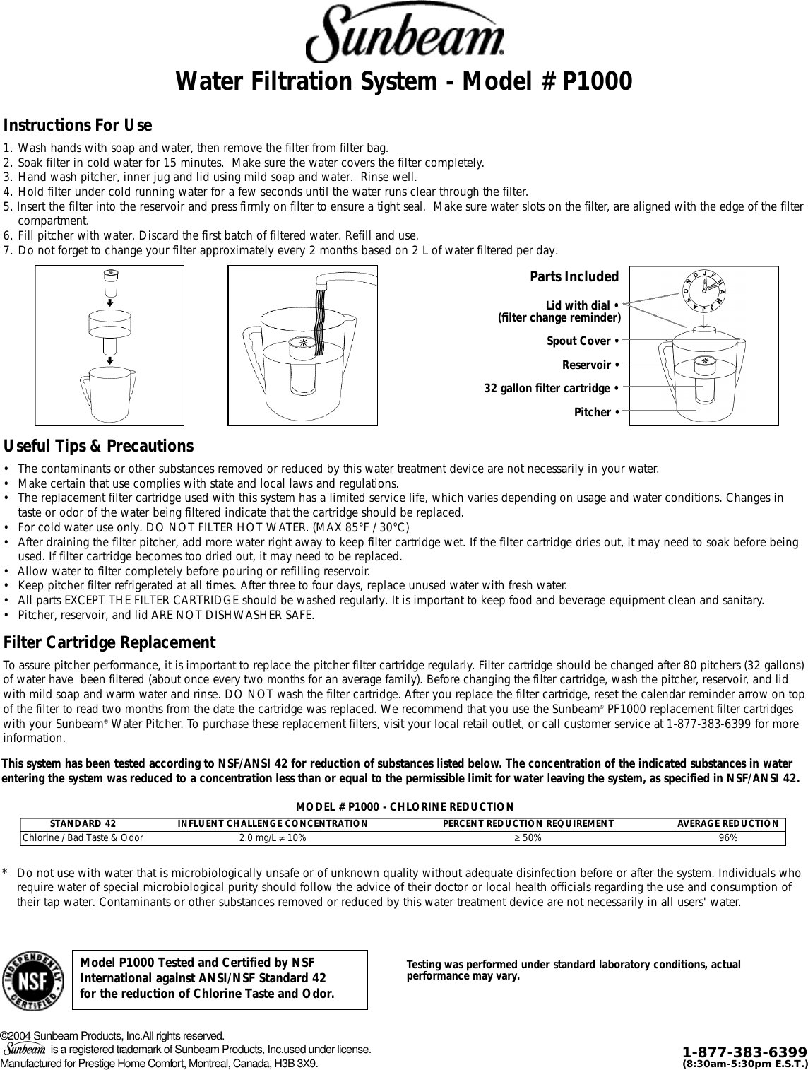 Page 1 of 2 - Sunbeam Sunbeam-P1000-Users-Manual-  Sunbeam-p1000-users-manual