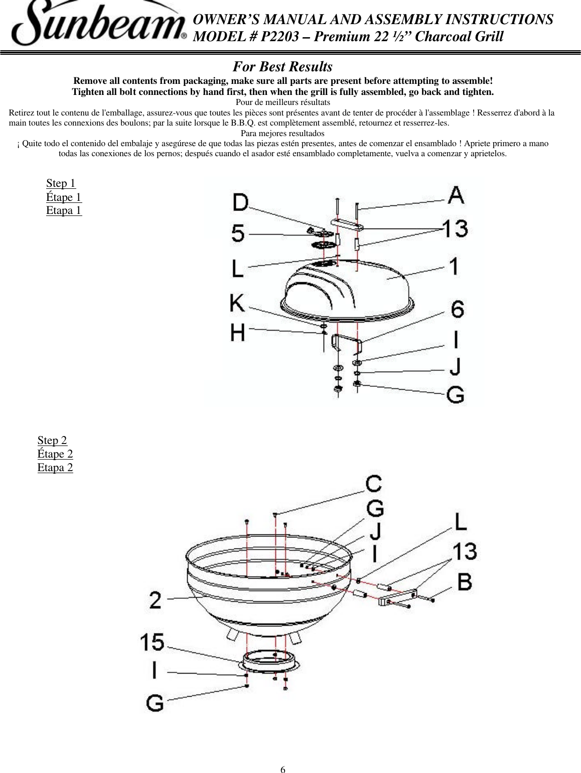 Page 6 of 11 - Sunbeam Sunbeam-P2203-Users-Manual- P2203 Owners Manual  Sunbeam-p2203-users-manual