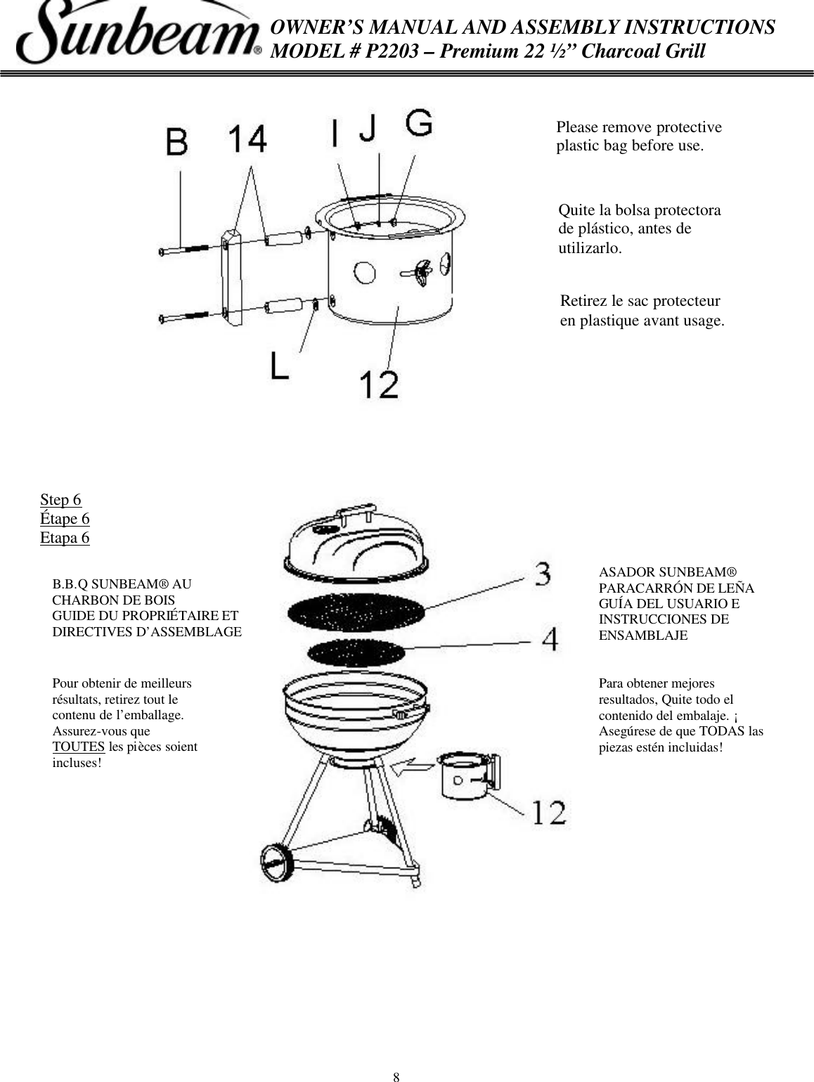 Page 8 of 11 - Sunbeam Sunbeam-P2203-Users-Manual- P2203 Owners Manual  Sunbeam-p2203-users-manual