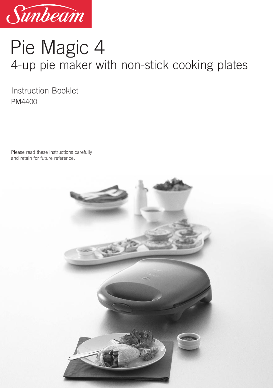 Page 1 of 12 - Sunbeam Sunbeam-Pie-Magic-4-Users-Manual- PM4400_IB  Sunbeam-pie-magic-4-users-manual