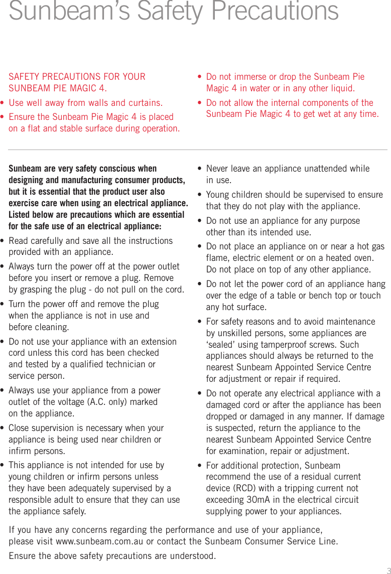 Page 3 of 12 - Sunbeam Sunbeam-Pie-Magic-4-Users-Manual- PM4400_IB  Sunbeam-pie-magic-4-users-manual