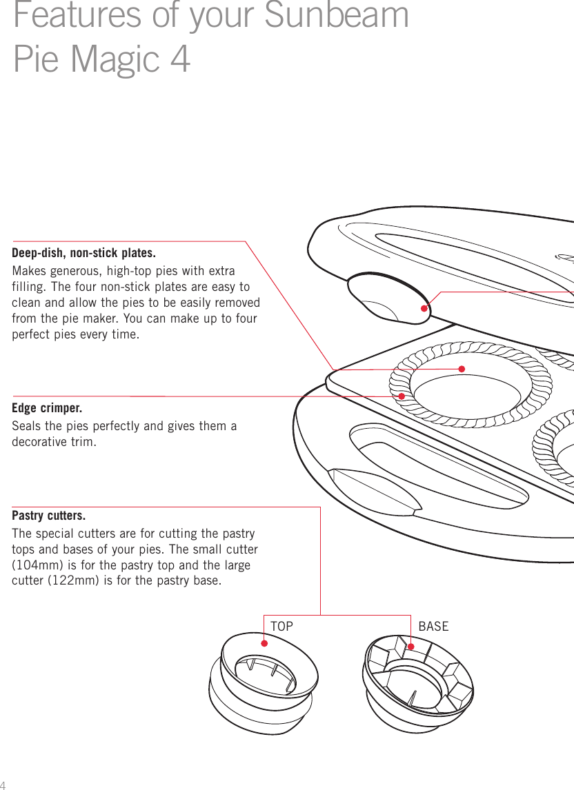 Page 4 of 12 - Sunbeam Sunbeam-Pie-Magic-4-Users-Manual- PM4400_IB  Sunbeam-pie-magic-4-users-manual