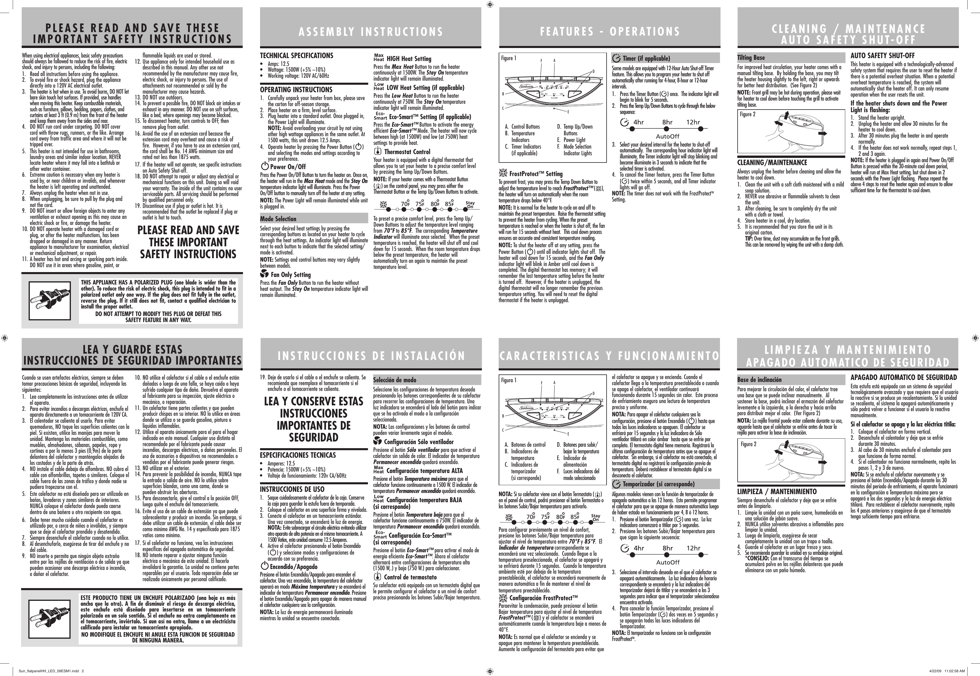 Page 2 of 2 - Sunbeam Sunbeam-Sch2100-Owner-S-Manual Sun_flatpanelHH_LED_09ESM1