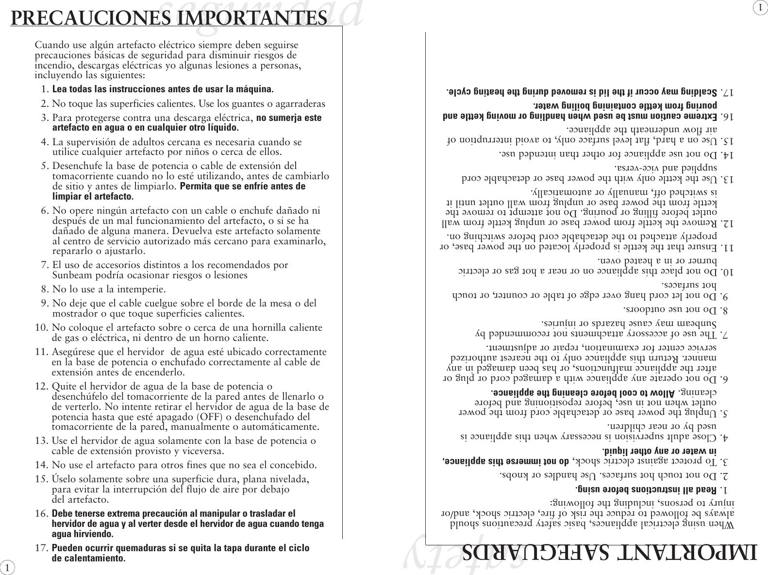 Page 2 of 8 - Sunbeam Sunbeam-Sek17-Sunbeam-Hot-Water-Dispensing-Kettle-1-7-Liter-Owner-S-Manual KE17Cxx_kettle_IB