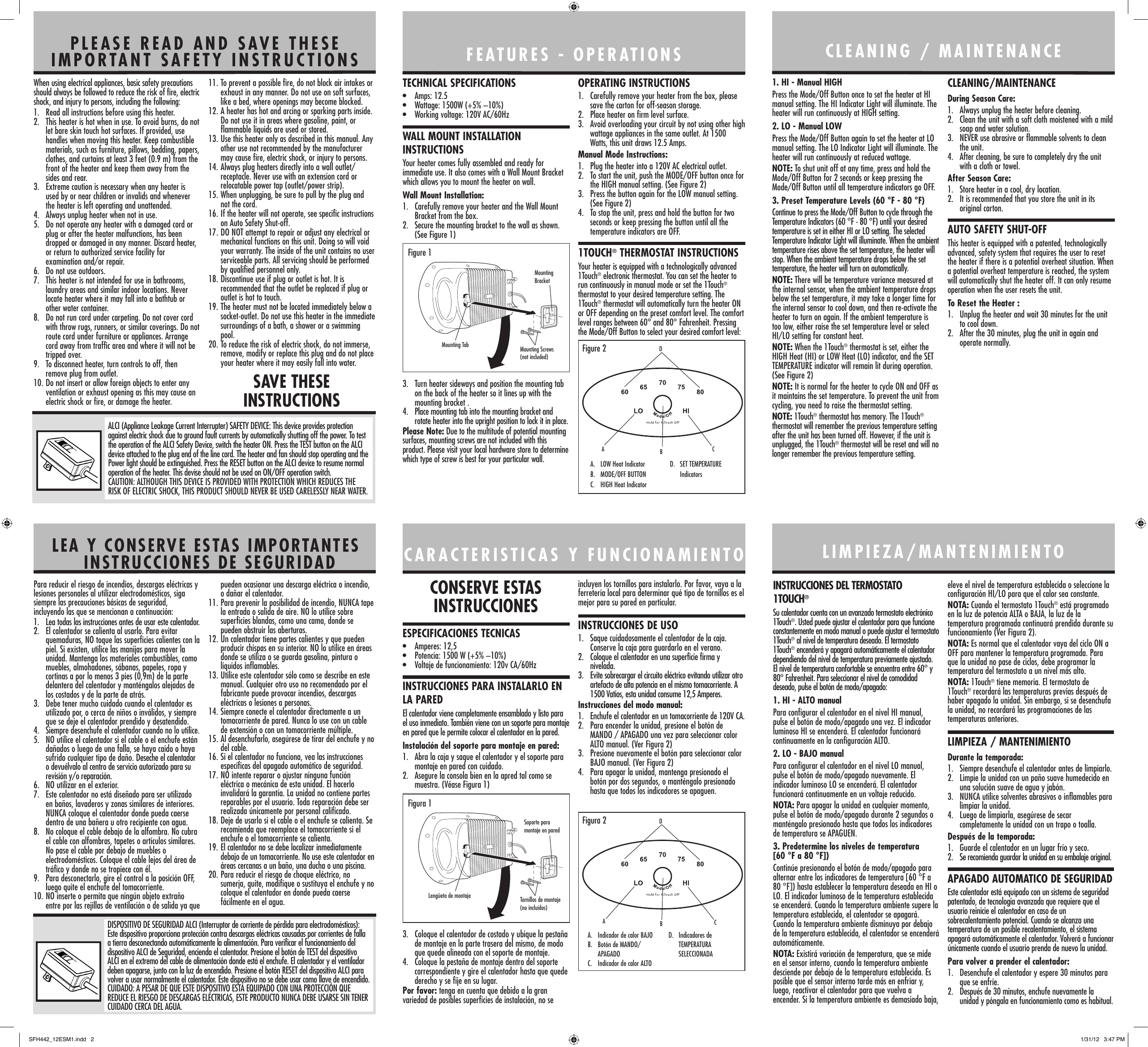 Page 2 of 2 - Sunbeam Sunbeam-Sfh442-Users-Manual-  Sunbeam-sfh442-users-manual