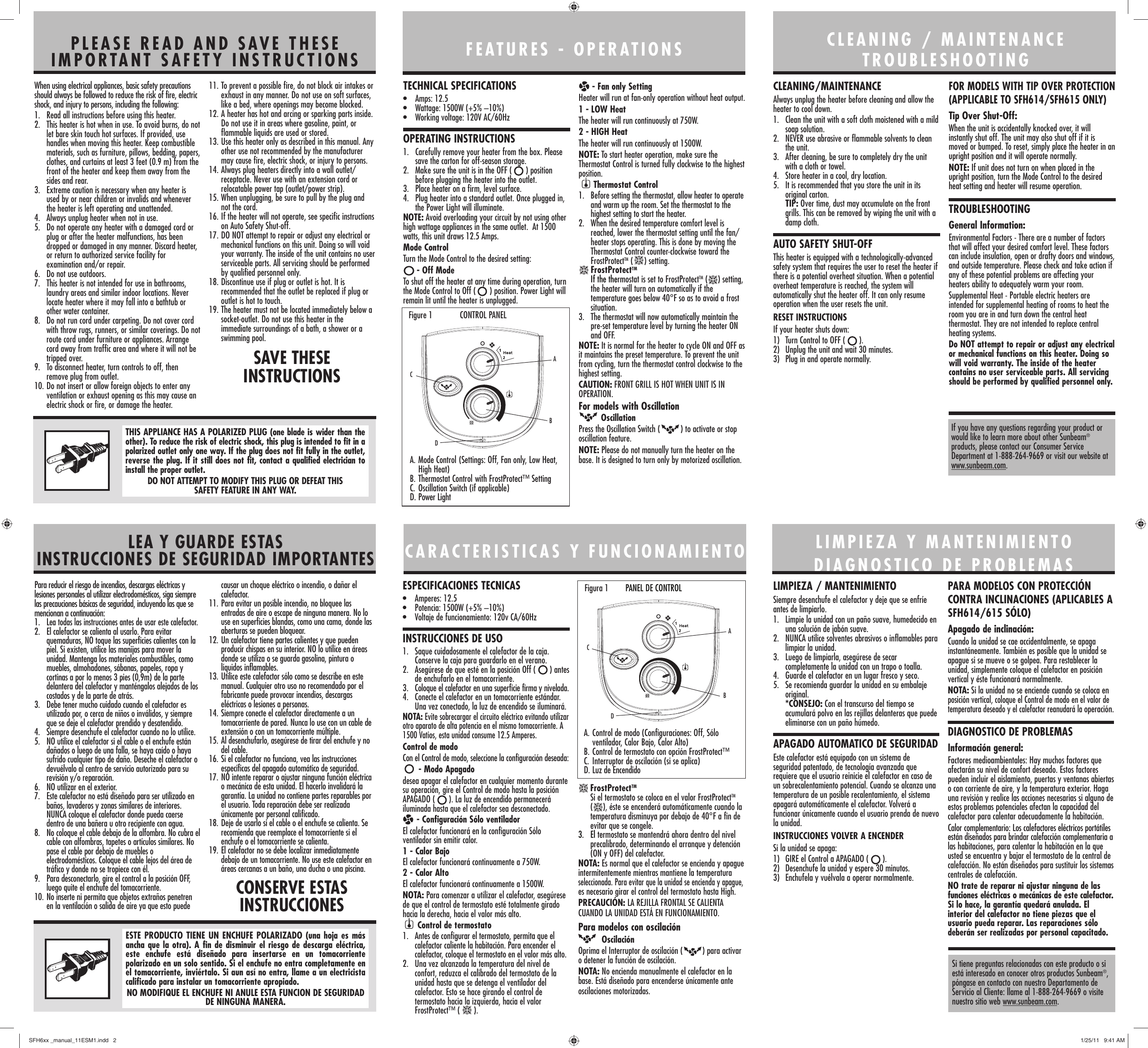 Page 2 of 2 - Sunbeam Sunbeam-Sfh610-Instruction-Manual- SFH6xx _manual_11ESM1  Sunbeam-sfh610-instruction-manual