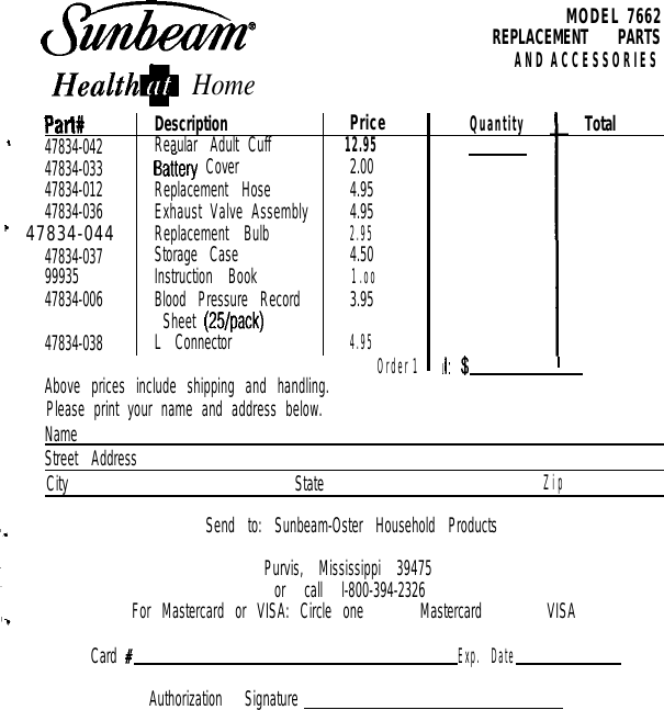 Page 10 of 12 - Sunbeam Sunbeam-Sunbeam-Blood-Pressure-Monitor-7652-Users-Manual-  Sunbeam-sunbeam-blood-pressure-monitor-7652-users-manual