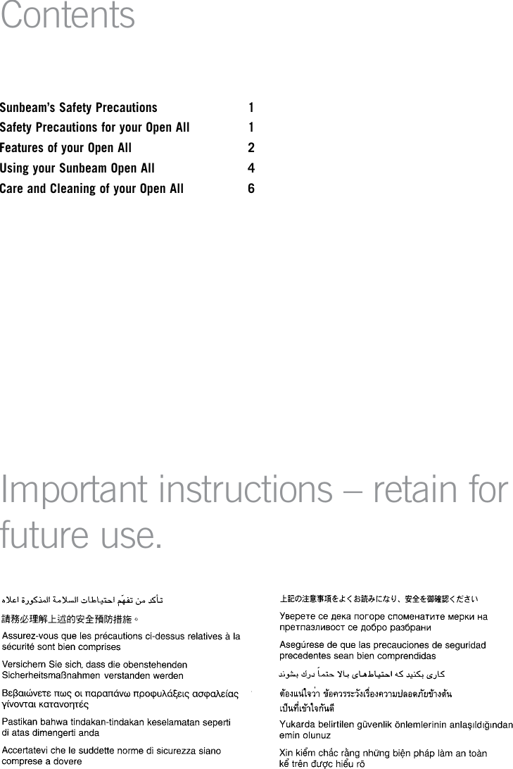 Page 2 of 12 - Sunbeam Sunbeam-Sunbeam-Can-Opener-Ca2800-Users-Manual-  Sunbeam-sunbeam-can-opener-ca2800-users-manual