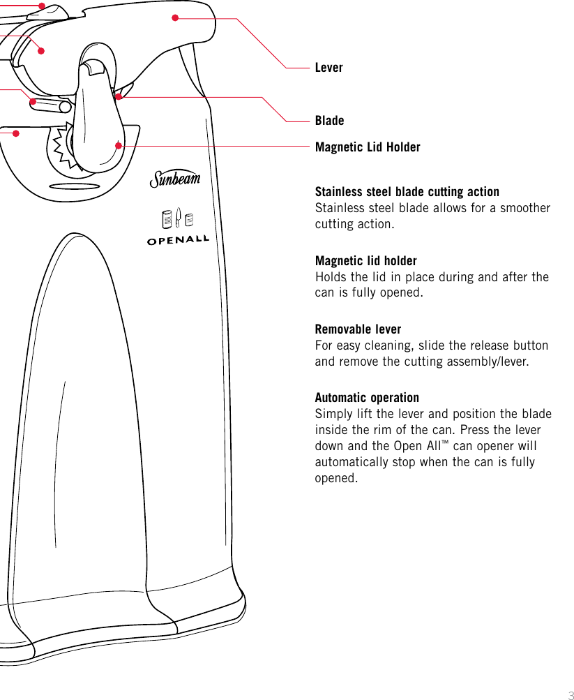 Page 5 of 12 - Sunbeam Sunbeam-Sunbeam-Can-Opener-Ca2800-Users-Manual-  Sunbeam-sunbeam-can-opener-ca2800-users-manual