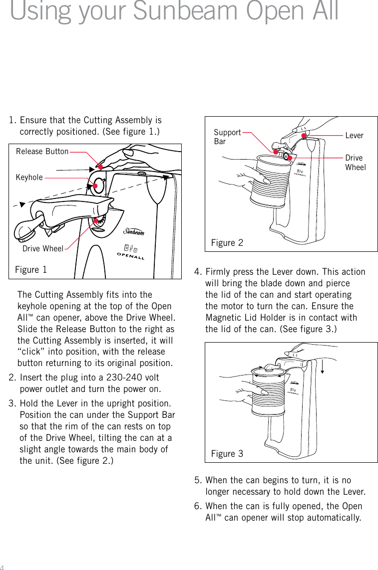 Page 6 of 12 - Sunbeam Sunbeam-Sunbeam-Can-Opener-Ca2800-Users-Manual-  Sunbeam-sunbeam-can-opener-ca2800-users-manual